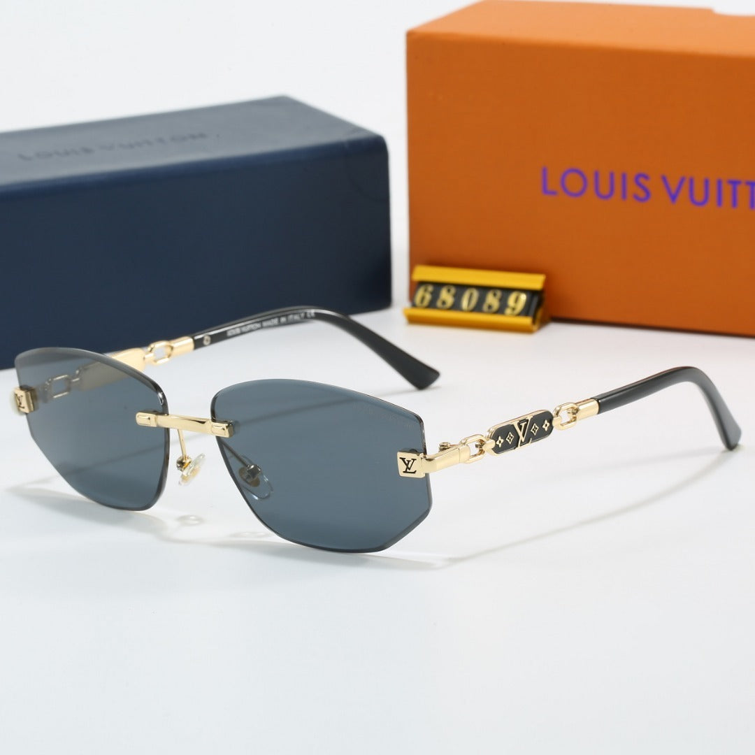 Louis vuitton Rimless Polygon Sunglasses with Monogram Details 68089 Mixed