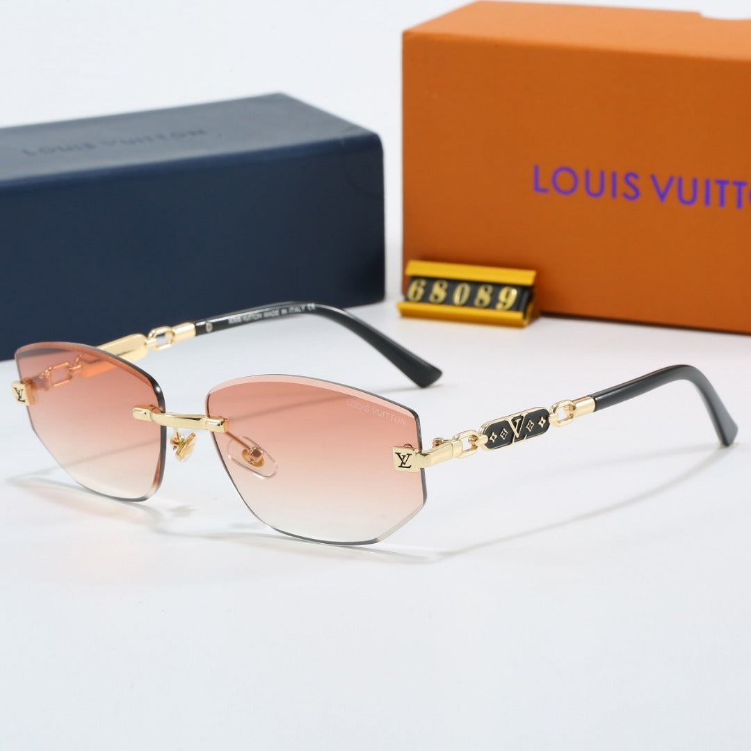 Louis vuitton Rimless Polygon Sunglasses with Monogram Details 68089 Mixed