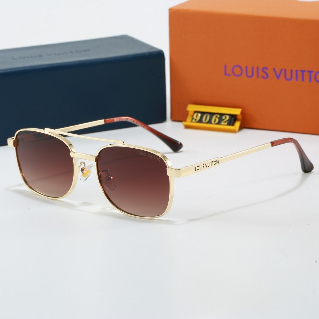 Louis vuitton Metal Double Bridge Square Sunglasses with Monogram Temples 9062 Square